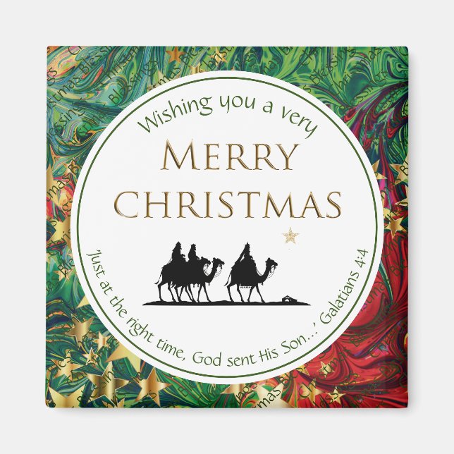 CHRISTMAS STARS Drei Weisen Festivals Schrift Magnet (Vorne)