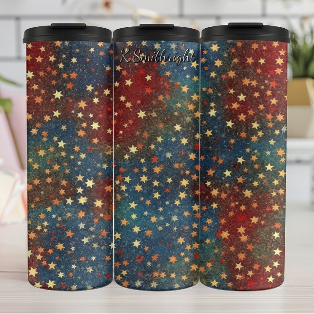Christmas Stars Glitter Festive  Thermosbecher (Von Creator hochgeladen)