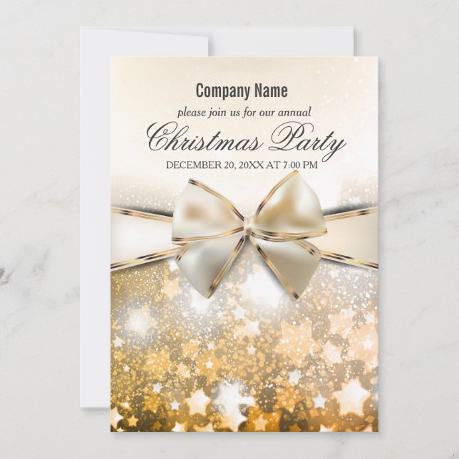 Christmas Stars Sparkle Corporate Party Invitation (Devant)