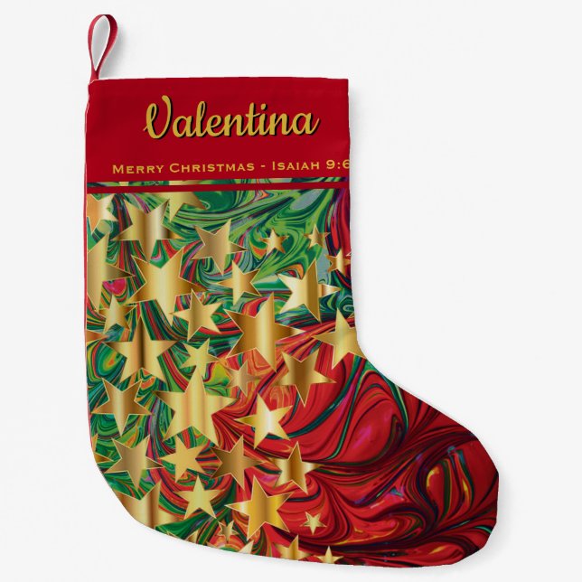 CHRISTMAS STARTEN Anpassbare Red Green Imitats Gol Kleiner Weihnachtsstrumpf (Vorderseite)