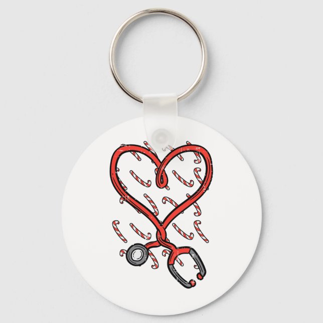 Christmas Stethoscope Nurse Xmas Nursing Scrub Top Schlüsselanhänger (Vorderseite)