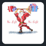 Christmas Sticker Bodybuilder Santa with Gifts Fun<br><div class="desc">Bodybuilder Santa Claus with Christmas Gifts - Fun Cartoon Painting Funny Collection - Choose / Add Your Unique Text / Name / Color - Make Your Special Gift - Resize and move or remove and add elements / text with customization tool ! Painting and Design by MIGNED. Please see my...</div>