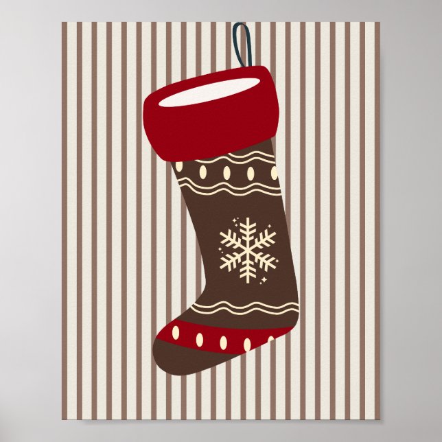 Christmas Stocking Brown And Red Poster (Vorne)