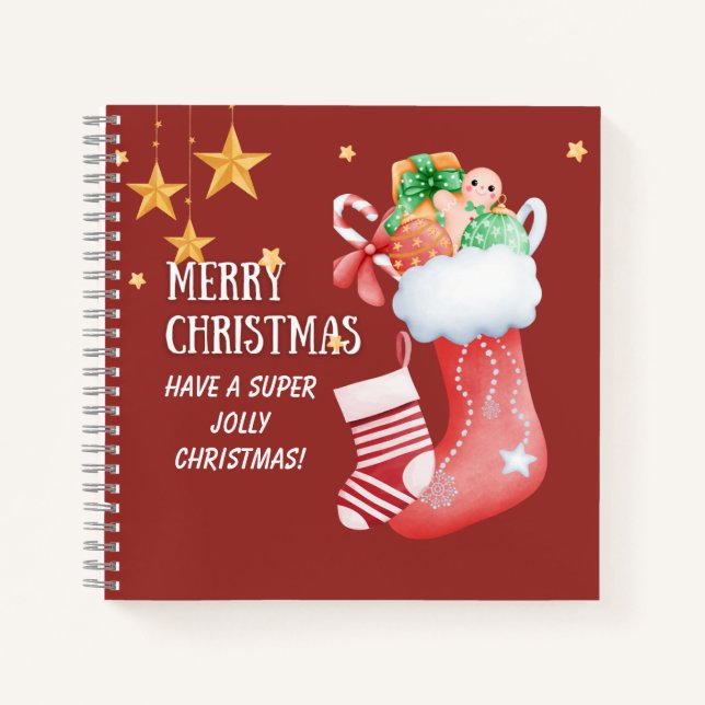 Christmas Stocking Full of Gifts Illustration Notizbuch (Vorderseite)