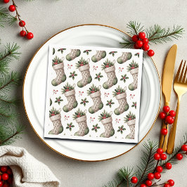 Christmas Stockings Winter Berries Serviette
