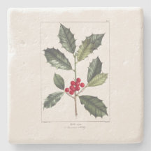 CHRISTMAS STONE UNTERSETZER: HOLLY: REDOUTÉ