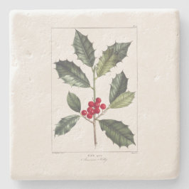 CHRISTMAS STONE UNTERSETZER: HOLLY: REDOUTÉ STEINUNTERSETZER