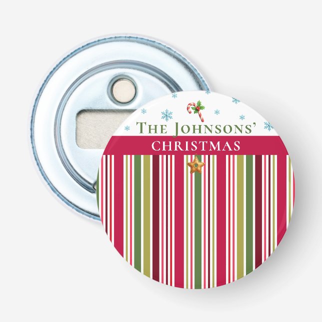 Christmas Striped– Holiday Cooking & Baking Gift Flaschenöffner (Vorderseite)