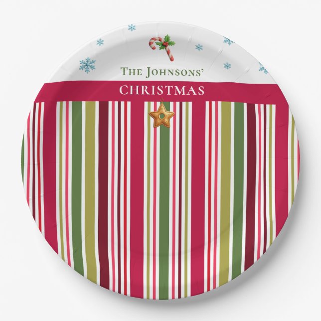 Christmas Striped– Holiday Cooking & Baking Gift Pappteller (Vorderseite)