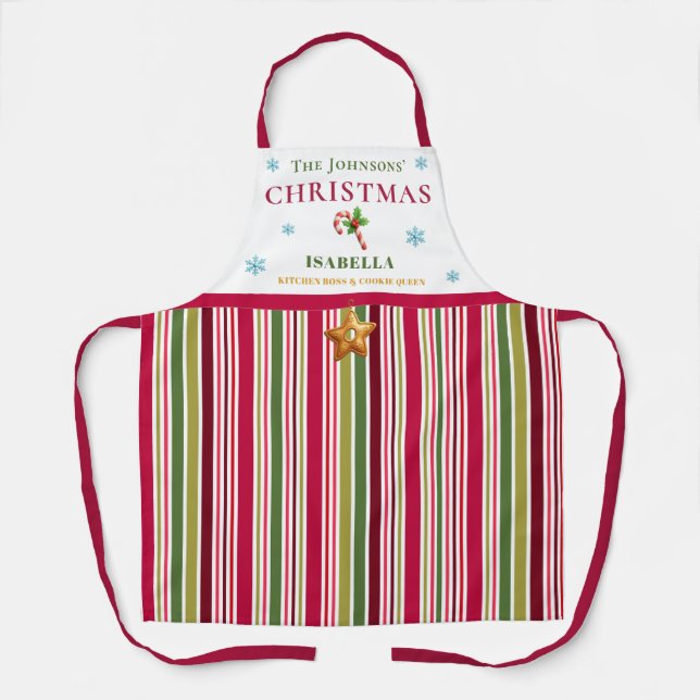 Christmas Striped– Holiday Cooking & Baking Gift Schürze (Vorderseite)