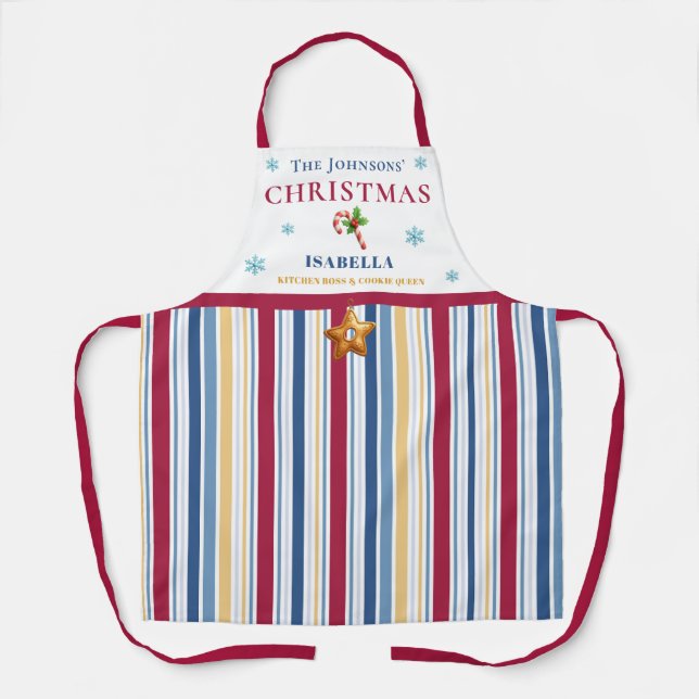Christmas Striped– Holiday Cooking & Baking Gift Schürze (Vorderseite)