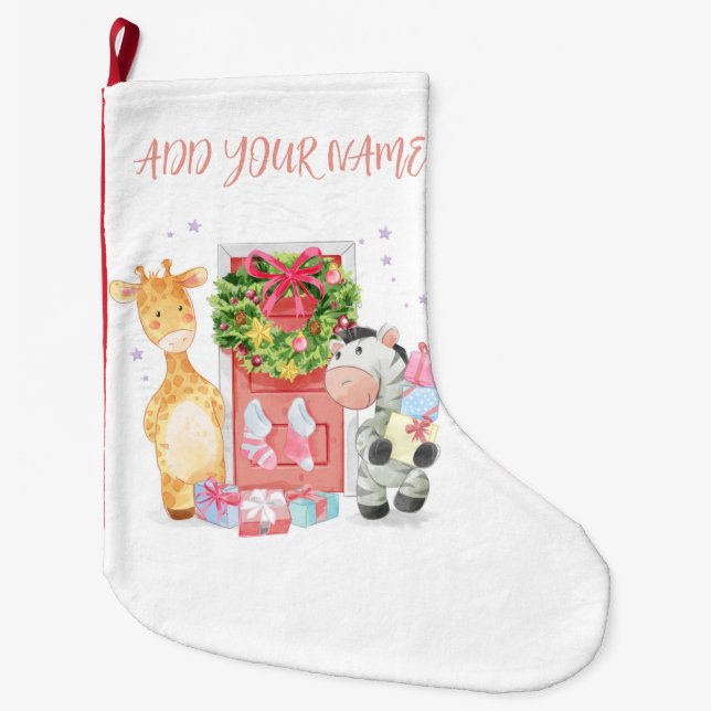 CHRISTMAS STRUMPF: BABY GIRAFFE & ZEBRA GROßER WEIHNACHTSSTRUMPF (Vorderseite)
