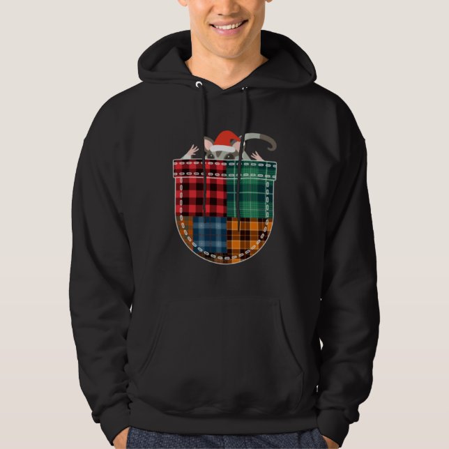 Christmas Sugar Glider with Santa Hat in Plaid Poc Hoodie (Vorderseite)