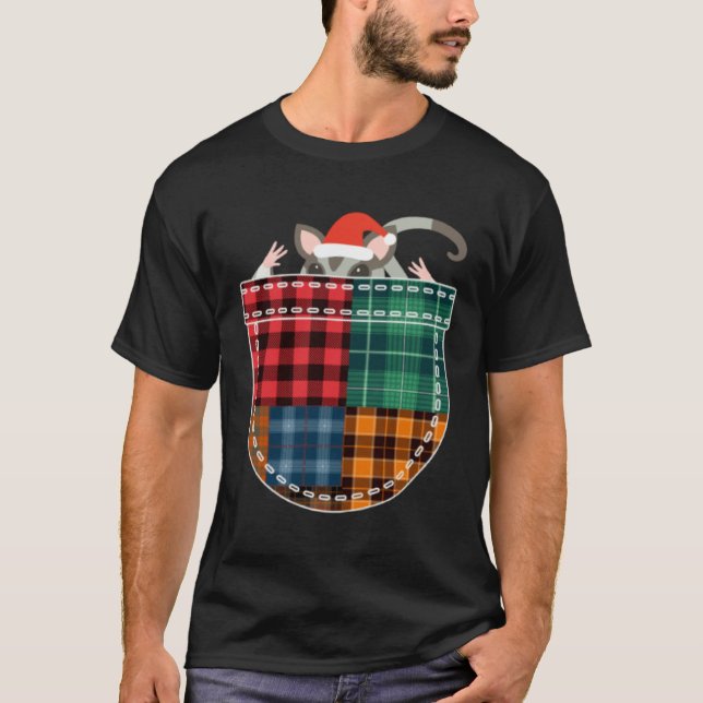 Christmas Sugar Glider with Santa Hat in Plaid Poc T-Shirt (Vorderseite)
