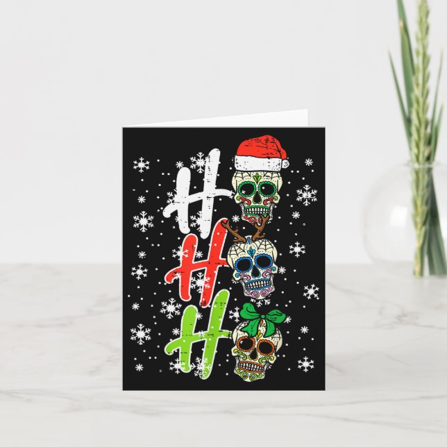 Christmas Sugar Skull Ho Ho Ho Xmas Mexican Men Wo Karte (Vorderseite)