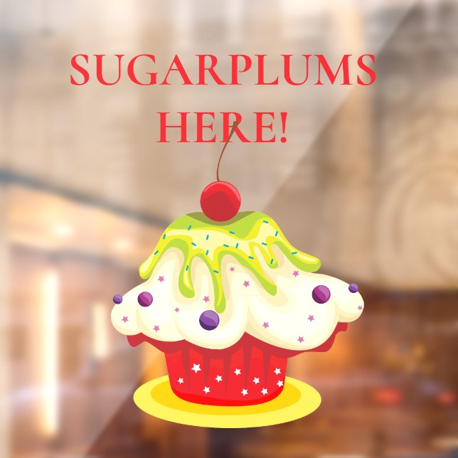 CHRISTMAS Sugarplums Here, Festivals Cupcake Fensteraufkleber (Blatt 2)