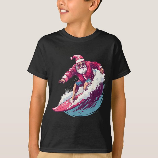Christmas Surfing Santa Surfboarder Surf Lover Xma T-Shirt (Vorderseite)