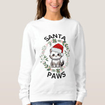 Christmas Sweatshirt Ladys - Santa Paws Cat