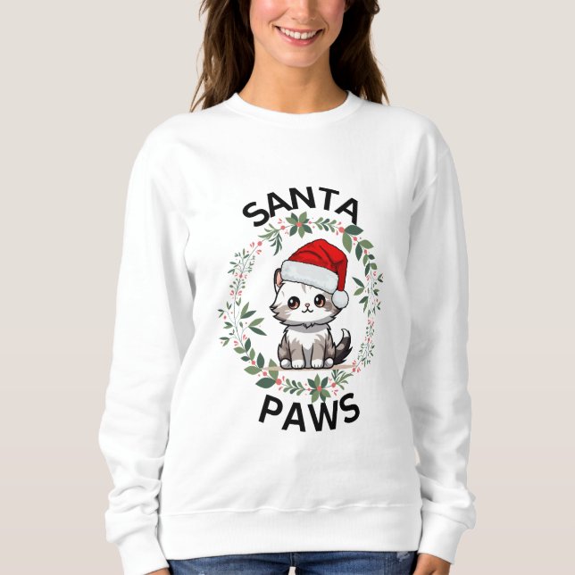 Christmas Sweatshirt Ladys - Santa Paws Cat (Vorderseite)