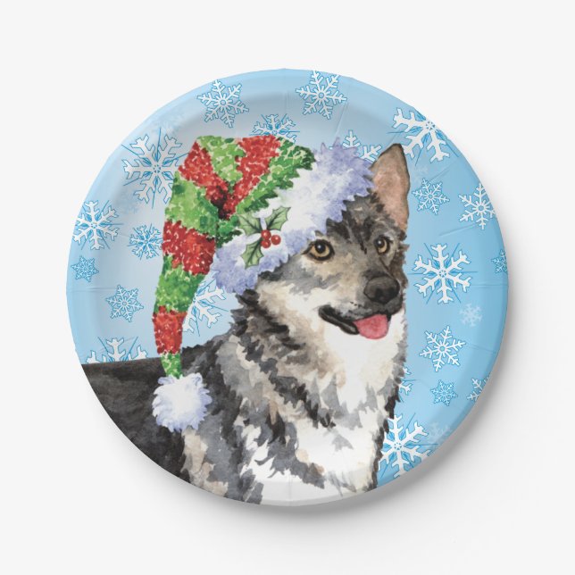 Christmas Swedish Vallhund Pappteller (Vorderseite)