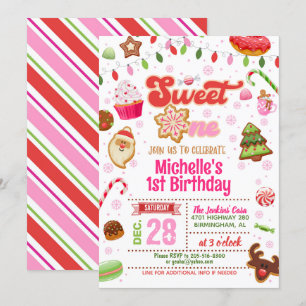 Christmas Sweet One Birthday Invitation - Girl