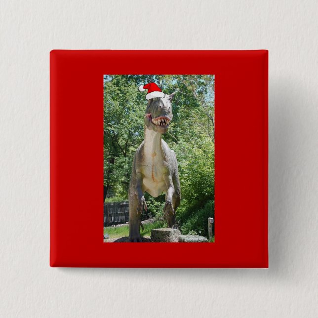 Christmas T-Rex Dinosaur Button (Vorderseite)