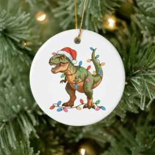 Christmas T Rex Dinosaur Xmas Dino Tyrannosaurus Keramik Ornament