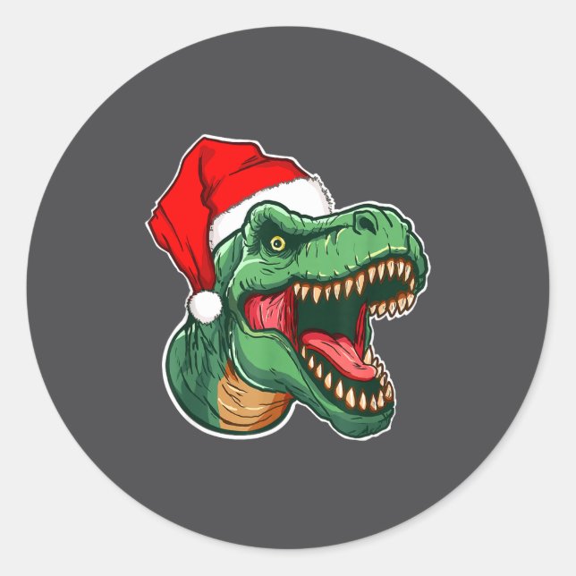 Christmas T-rex  Runder Aufkleber (Vorderseite)