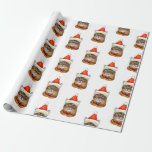 Christmas Tabby Cat Geschenkpapier<br><div class="desc">Einprägsames Design mit Hand zeichnend niedliche und lustige Weihnachtskatzchen in Hut.</div>