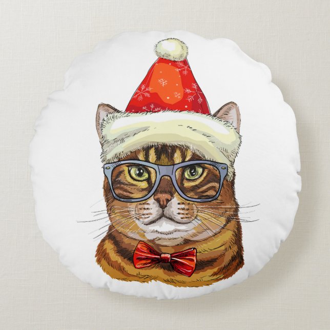 Christmas Tabby Cat Throw Kissen (Vorderseite)