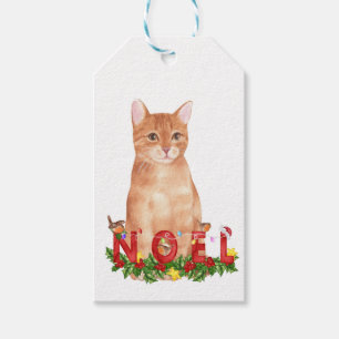 Christmas Tabby Cat Watercolor Geschenkanhänger