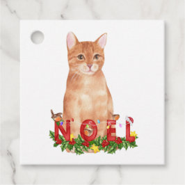 Christmas Tabby Cat Watercolor Geschenkanhänger