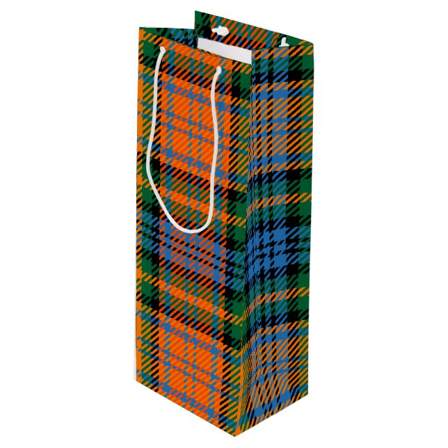 Christmas Tartan Clan Murray Orange Kariert Geschenktüte Für Weinflaschen (Vorderseite Schrägansicht)