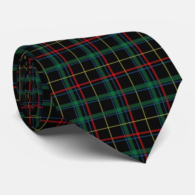 Christmas Tartan Green Black Red  Krawatte (Gerollt)