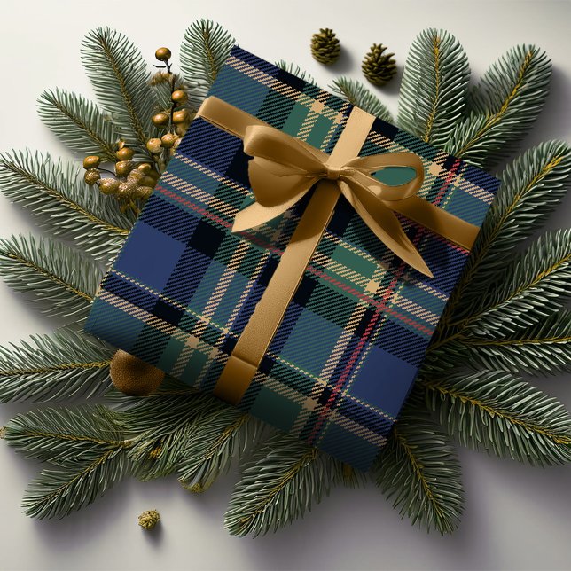 Christmas Tartan Navy Blue Green ID1141B Geschenkpapier (Von Creator hochgeladen)