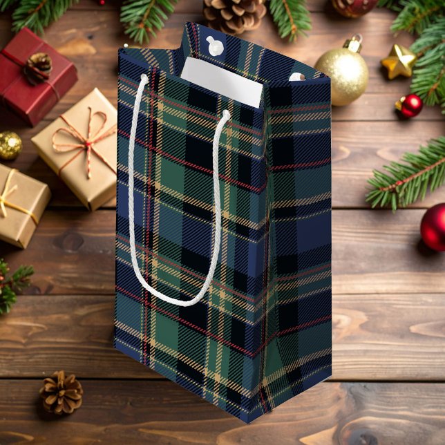 Christmas Tartan Navy Blue Green ID1141B Kleine Geschenktüte (Von Creator hochgeladen)