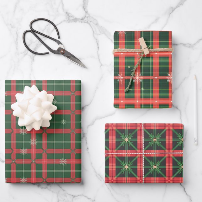 Christmas Tartan Pattern Geschenkpapier Set (Vorderseite)