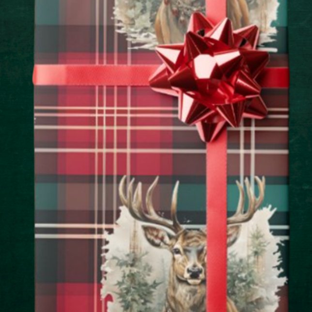 Christmas Tartan Reindeer Geschenkpapier (Christmas Reindeer Wrapping paper)