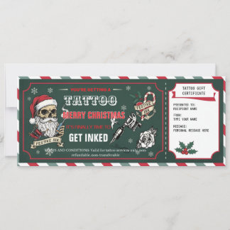 Christmas Tattoo Gift Certificate Card Voucher Einladung