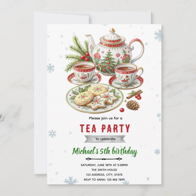 Christmas tea party invitation (Devant)