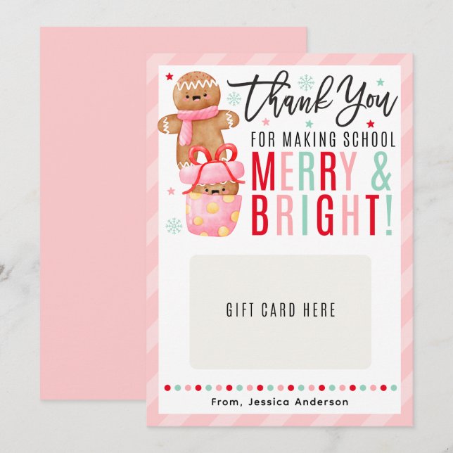 Christmas Teacher Appreciation Gift Card Holder Einladung (Vorne/Hinten)