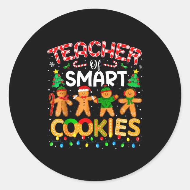 Christmas Teacher Of Smart Cookies Funny Cute Ging Runder Aufkleber (Vorderseite)