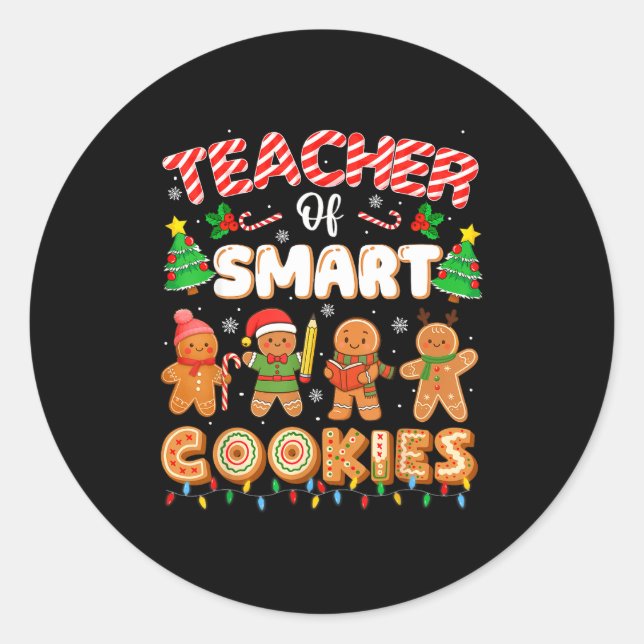 Christmas Teacher Of Smart Cookies Funny Cute Ging Runder Aufkleber (Vorderseite)