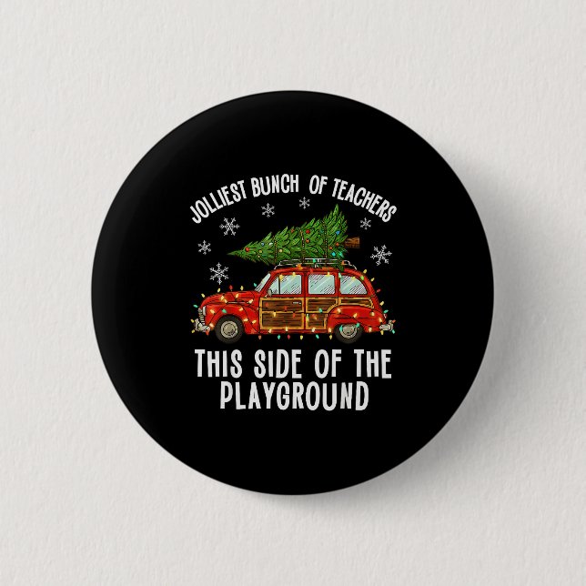 Christmas Teacher Squad Festive Car Tree Lights Xm Button (Vorderseite)