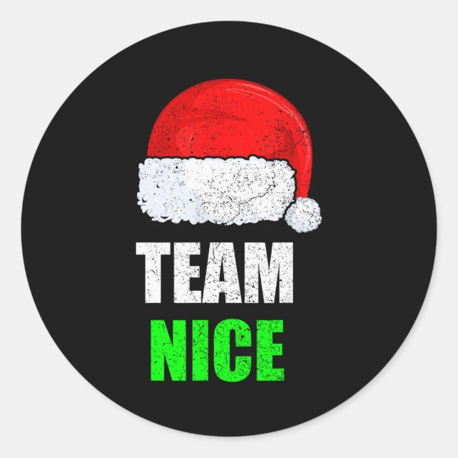 Christmas Team Nice Shirt, Matching Family Pajama, Runder Aufkleber (Vorderseite)