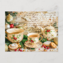Christmas Teapot Set with Pine Green and Ornaments