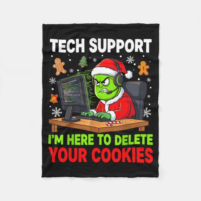 Christmas Tech Suprt Here To Delete Cookies Holida Fleecedecke (Vorderseite)