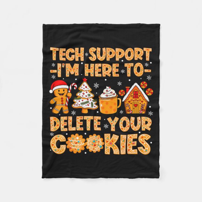 Christmas Tech Suprt Here To Delete Cookies Xmas M Fleecedecke (Vorderseite)
