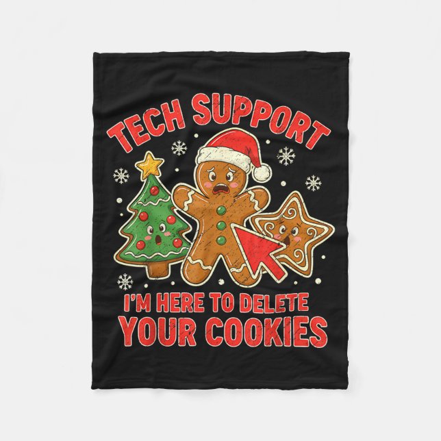 Christmas Tech Suprt Here To Delete Cookies Xmas M Fleecedecke (Vorderseite)