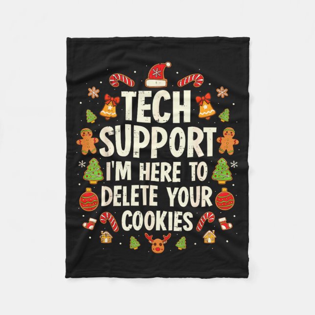 Christmas Tech Suprt Here To Delete Cookies Xmas M Fleecedecke (Vorderseite)